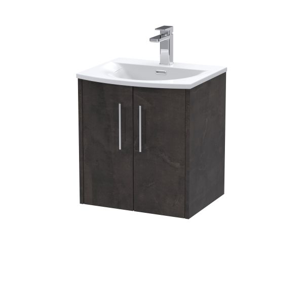 500mm Wall Hung 2 Door Vanity & Basin 4 - Hudson Reed JNU2621G Brown, Brown colour ,image 1