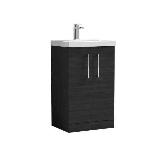 500mm Floor Standing 2 Door Vanity & Basin 3 - Nuie ARN601D Black, Black colour ,image 1