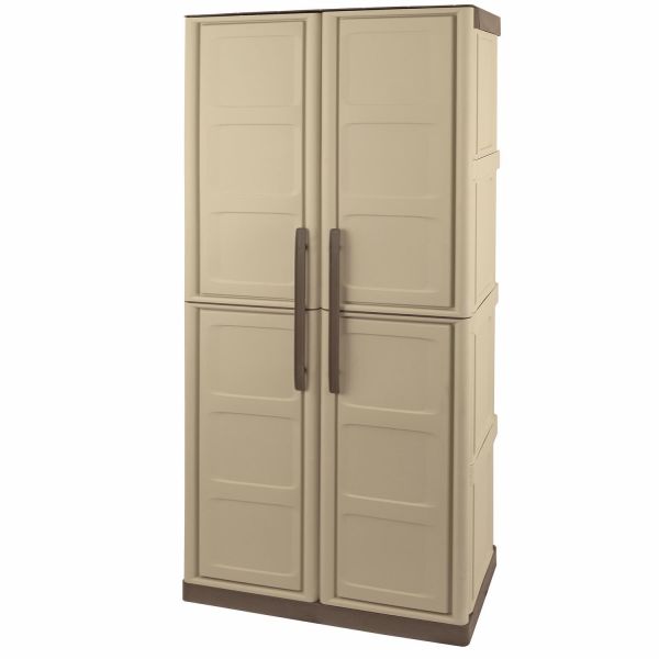 Large Storage Cupboard with Shelves & Broom Storage