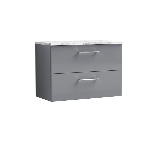 800mm Wall Hung 2-Drawer Vanity & Laminate Worktop - Nuie ARN2226LCM Grey, Grey colour ,image 1