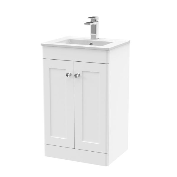 500mm Floor Standing 2 Door Vanity & Basin 2 - Nuie CLC123C White, White colour ,image 1