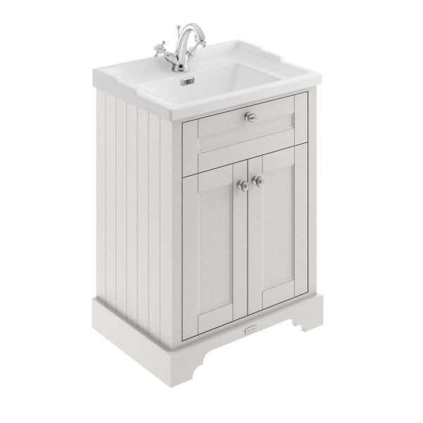 600mm Cabinet & Basin (1TH) - Hudson Reed LOF403 Timeless Sand, Grey colour ,image 1