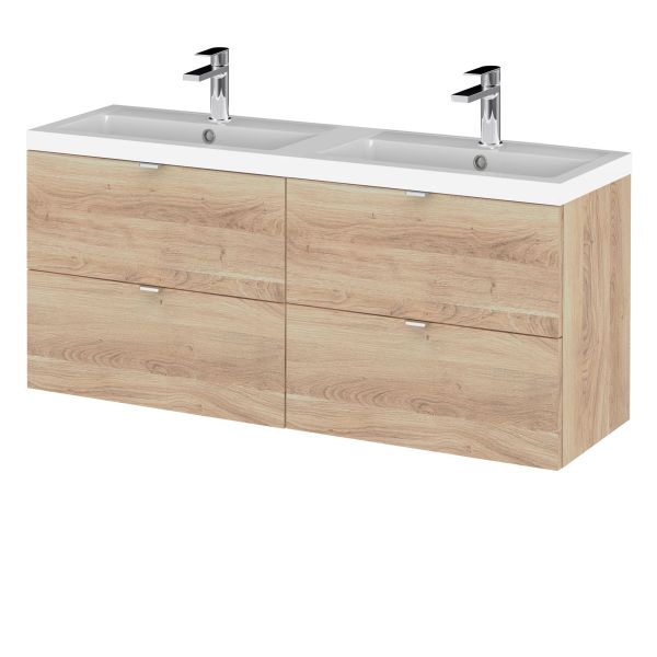 1200mm WH 4-Drawer Vanity & Double Basin - Hudson Reed CBI3032A Oak, Oak colour ,image 1
