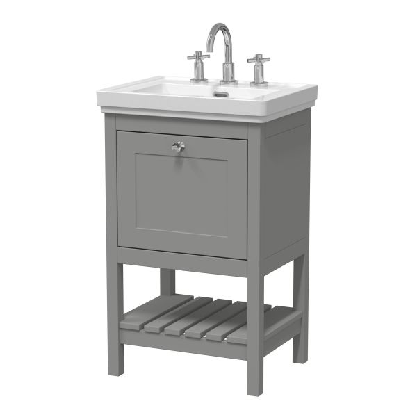 500mm Floor Standing Vanity & Basin 3TH - Hudson Reed BEX223B Grey, Grey colour ,image 1