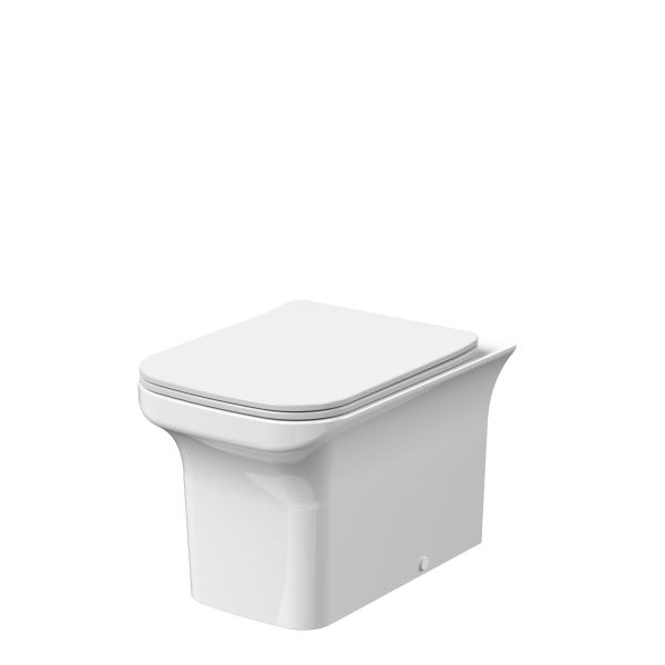 Square Back To Wall Pan & Soft Close Seat - Nuie NCG506 White, White colour ,image 1