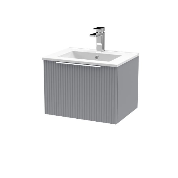 500mm Wall Hung Single Drawer Vanity & Basin 2 - Hudson Reed DFF291B Grey, Grey colour ,image 1