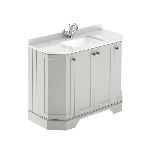 1000mm 4-Door Angled Unit & Marble Top 1TH - Hudson Reed LOF483 Timeless Sand, Grey colour ,image 1