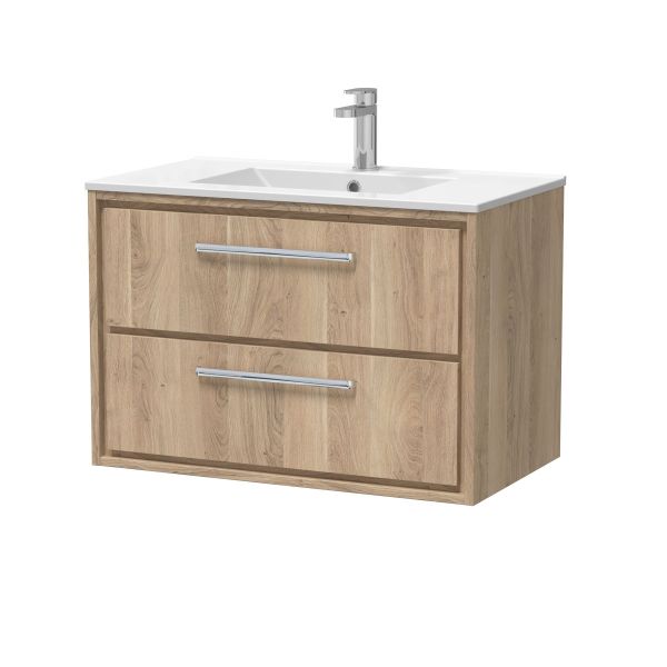 800mm Wall Hung 2-Drawer Vanity with Basin - 1 Tap Hole - Hudson Reed LIL3026C Oak, Oak colour ,image 1
