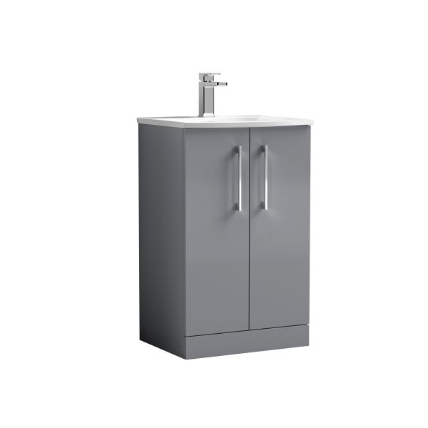 500mm Floor Standing 2 Door Vanity & Basin 4 - Nuie ARN2201G Grey, Grey colour ,image 1