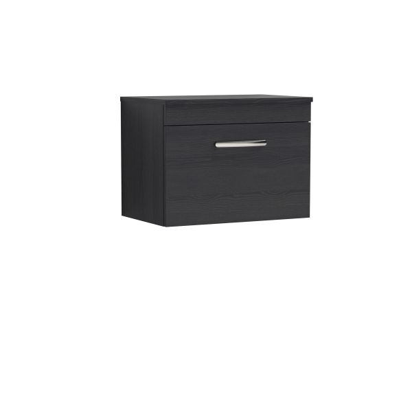 600mm Wall Hung Vanity With Worktop - Nuie ATH040W Charcoal Black, Hacienda Black colour ,image 1