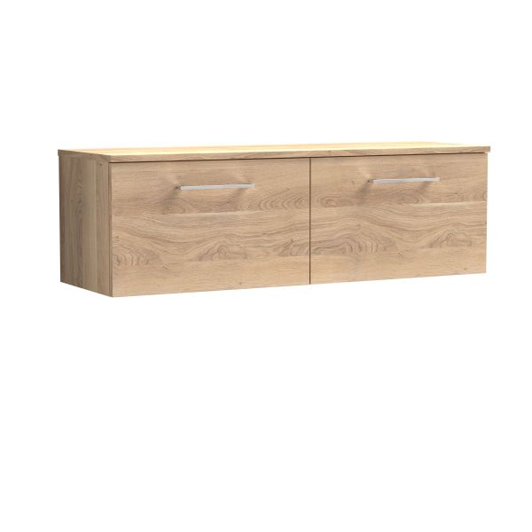 1200mm Wall Hung 2-Drawer Vanity & Worktop - Nuie ARN3022W2 Oak, Oak colour ,image 1