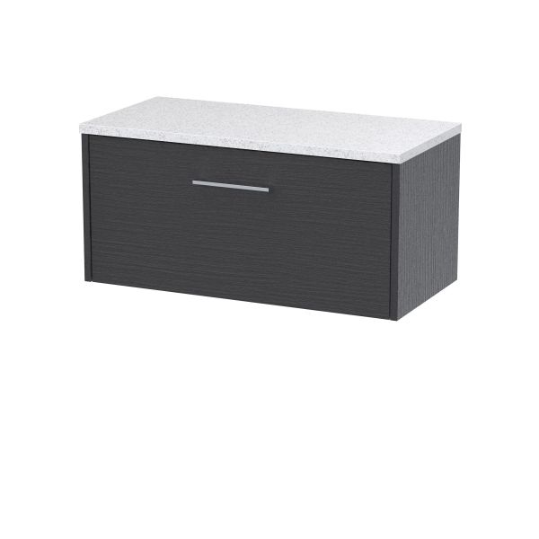 800mm Wall Hung Single Drawer Vanity & Laminate Top - Hudson Reed JNU2225LSW Grey, Grey colour ,image 1