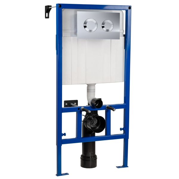 Dual Flush Concealed Cistern Frame with Round Plate - Hudson Reed XTY007R Chrome, Chrome colour ,image 1