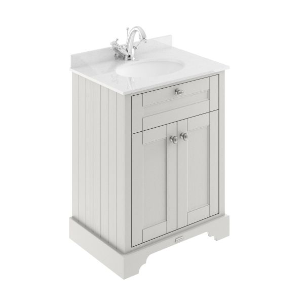 600mm Cabinet & Marble Top (1TH) - Hudson Reed LOF422 Timeless Sand, Grey colour ,image 1