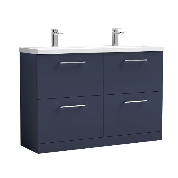 1200mm Floor Standing 4-Drawer Vanity & Double Basin - Nuie ARN2933F Blue, Blue colour ,image 1