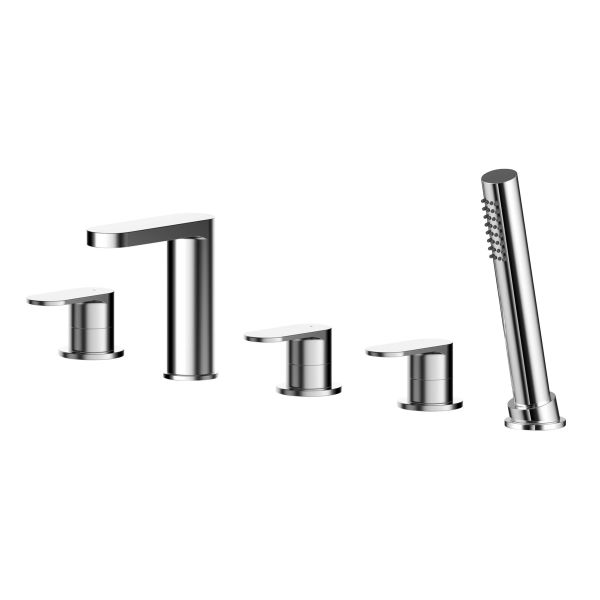Deck Mounted 5 Tap Hole Bath Shower Mixer - Nuie BIN314 Chrome, Chrome colour ,image 1