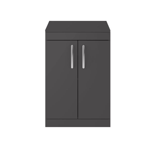 600mm Floor Standing Cabinet With Worktop - Nuie ATH075W Gloss Grey, Grey colour ,image 1