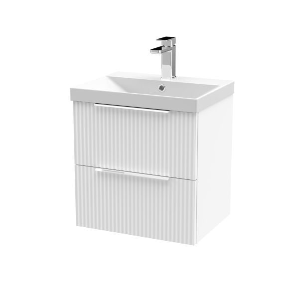 500mm Wall Hung 2 Drawer Vanity & Basin 3 - Hudson Reed DFF192D White, White colour ,image 1