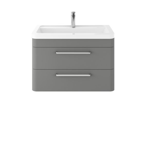 Wall Hung 800mm Cabinet & Ceramic Basin - Hudson Reed SOL204A Cool Grey, Grey colour ,image 1