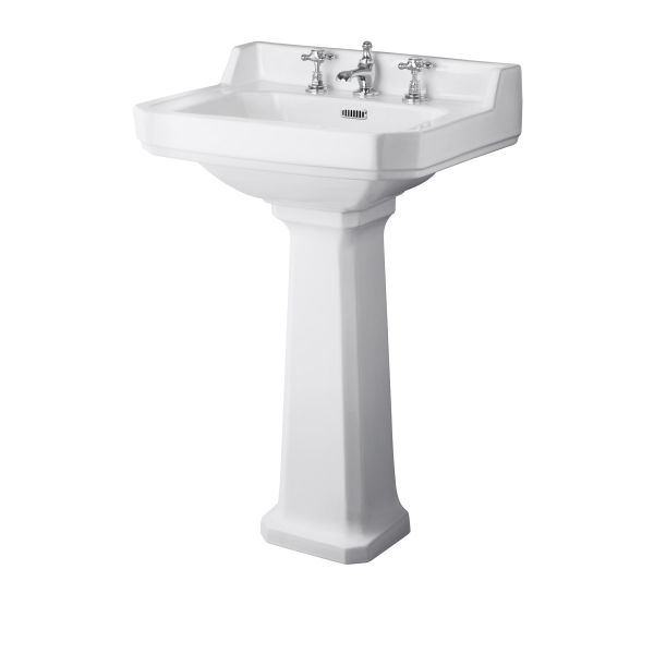 600mm 3TH Basin & Comfort Height Ped - Hudson Reed CCR025 White, White colour ,image 1