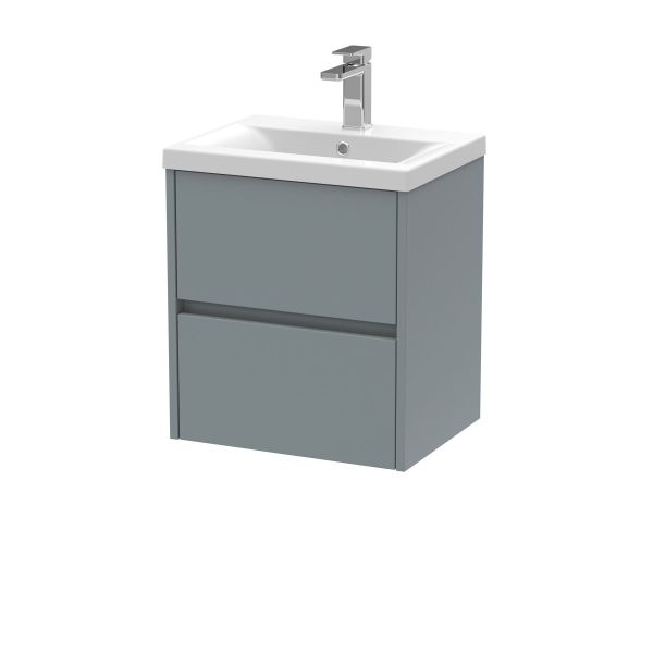 500mm Wall Hung 2 Drawer Unit & Basin 1 - Nuie HAV2302A Grey, Grey colour ,image 1