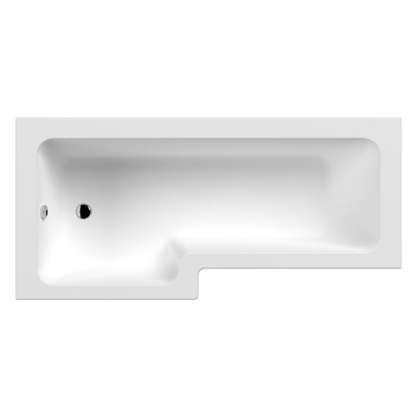 1800mm Left Hand Square Shower Bath - Nuie NSK801S White, White colour ,image 1