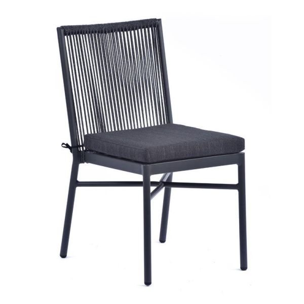 Rope Weave Standard Side Chair with Grey Cushion - Full Rope Back 610 X 850, Grey colour ,image 1