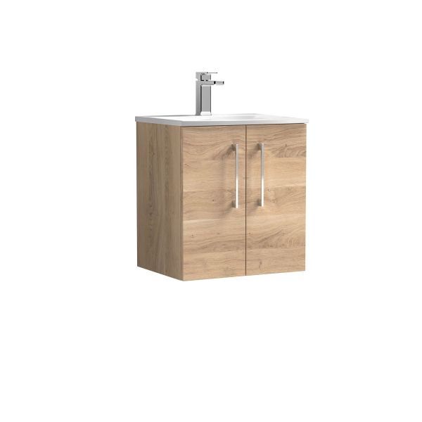 500mm Wall Hung 2-Door Vanity & Basin 4 - Nuie ARN3021G Oak, Oak colour ,image 1