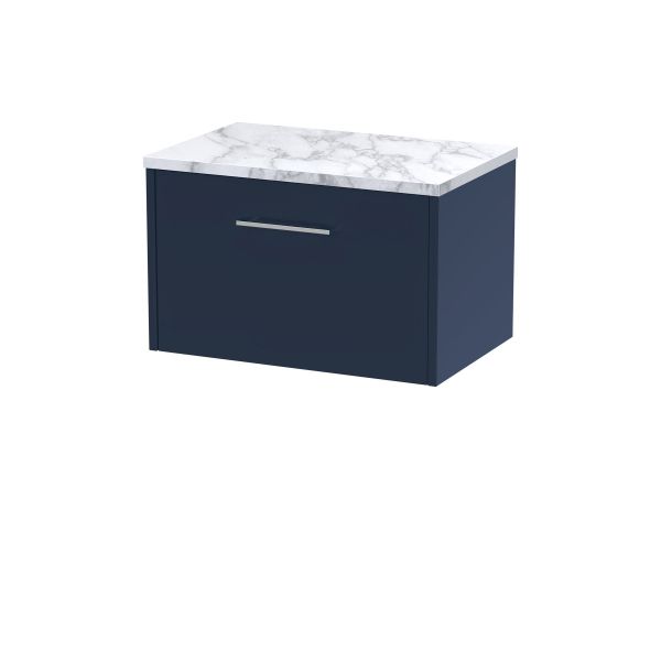 600 Wall Hung Single Drawer Vanity & Laminate Worktop - Hudson Reed JNU2922LCM Blue, Blue colour ,image 1