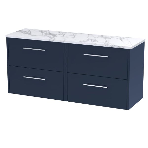 1200 Wall Hung 4-Drawer Vanity & Laminate Worktop - Hudson Reed JNU2924LCM2 Blue, Blue colour ,image 1