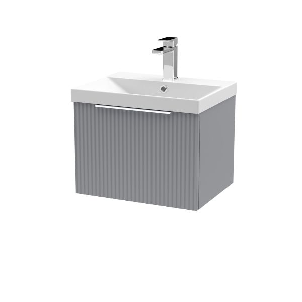 500mm Wall Hung Single Drawer Vanity & Basin 3 - Hudson Reed DFF291D Grey, Grey colour ,image 1