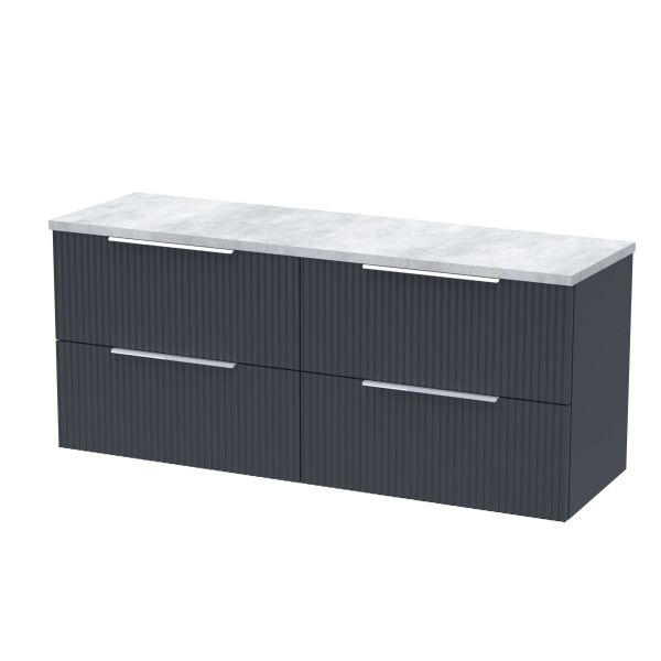1200 Wall Hung 4-Drawer Vanity & Laminate Worktop - Hudson Reed DFF1493LBG2 Black, Black colour ,image 1