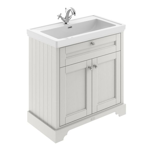 800mm 2-Door Vanity & Classic Basin 1TH - Hudson Reed LOF406 Timeless Sand, Cream colour ,image 1