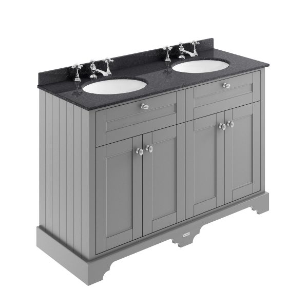 1200mm Cabinet & Double Marble Top (3TH) - Hudson Reed LOF266 Storm Grey, Grey colour ,image 1