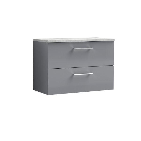 800mm Wall Hung 2 Drawer Vanity & Laminate Top - Nuie ARN2226LBG Grey, Grey colour ,image 1