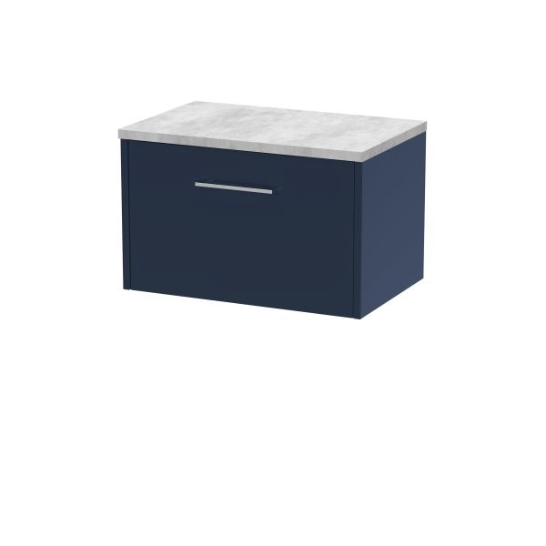 600mm Wall Hung Single Drawer Vanity & Laminate Worktop - Hudson Reed JNU2922LBG Blue, Blue colour ,image 1