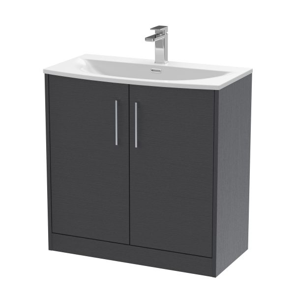 800mm Floor Standing 2 Door Vanity & Basin 4 - Hudson Reed JNU2205G Grey, Grey colour ,image 1