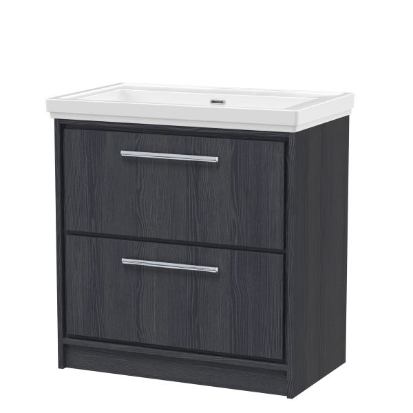 800mm Floor Standing 2-Drawer Vanity with Basin - 0 Tap Hole - Hudson Reed LIL2235H Grey, Grey colour ,image 1