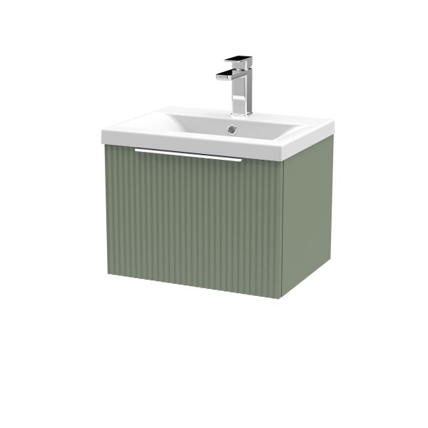 500mm Wall Hung Single Drawer Vanity & Basin 1 - Hudson Reed DFF891A Green, Green colour ,image 1