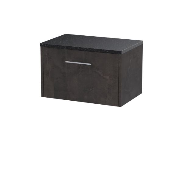 600mm Wall Hung 1 Drawer Vanity & Worktop - Hudson Reed JNU2622LSB Brown, Brown colour ,image 1