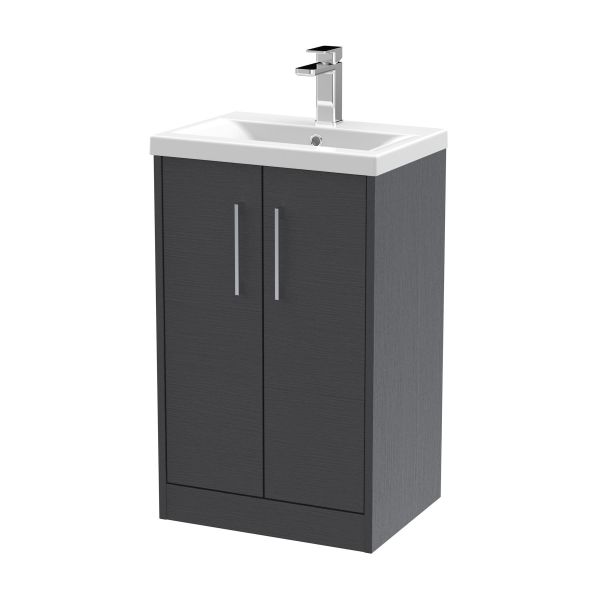 500mm Floor Standing 2 Door Vanity & Basin 1 - Hudson Reed JNU2201A Grey, Grey colour ,image 1