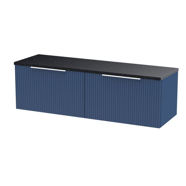 1200 Wall Hung 2-Drawer Vanity & Laminate Worktop - Hudson Reed DFF394LSB2 Blue, Blue colour ,image 1