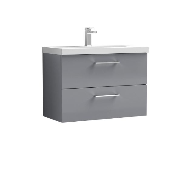 800mm Wall Hung 2 Drawer Vanity & Basin 3 - Nuie ARN2226D Grey, Grey colour ,image 1