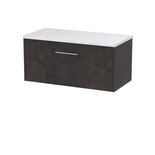 800mm Wall Hung 1 Drawer Vanity & Worktop - Hudson Reed JNU2625LSW Brown, Brown colour ,image 1