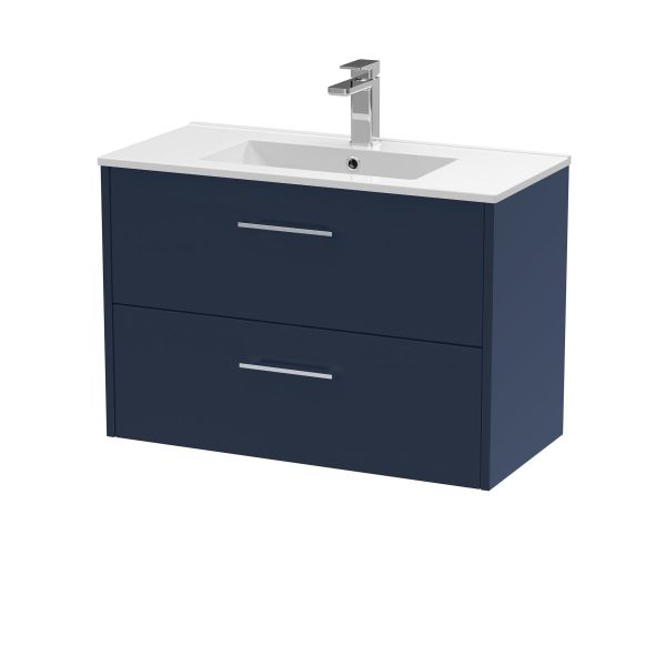 800mm Wall Hung 2-Drawer Vanity & Basin 2 - Hudson Reed JNU2926B Blue, Blue colour ,image 1