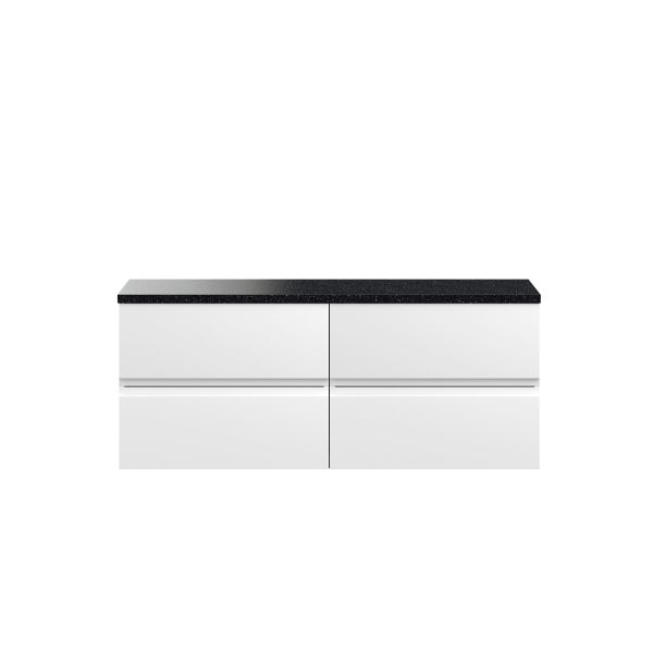 1200mm Wall Hung 4-Drawer Unit & Laminate Worktop - Hudson Reed URB104LSB2 White, White colour ,image 1