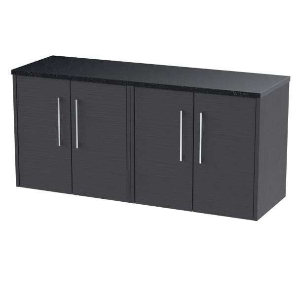 1200 Wall Hung 4-Door Vanity & Laminate Worktop - Hudson Reed JNU2223LSB2 Grey, Grey colour ,image 1