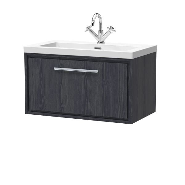 800mm Wall Hung Single Drawer Vanity with Basin - 1 Tap Hole - Hudson Reed LIL2225L Grey, Grey colour ,image 1