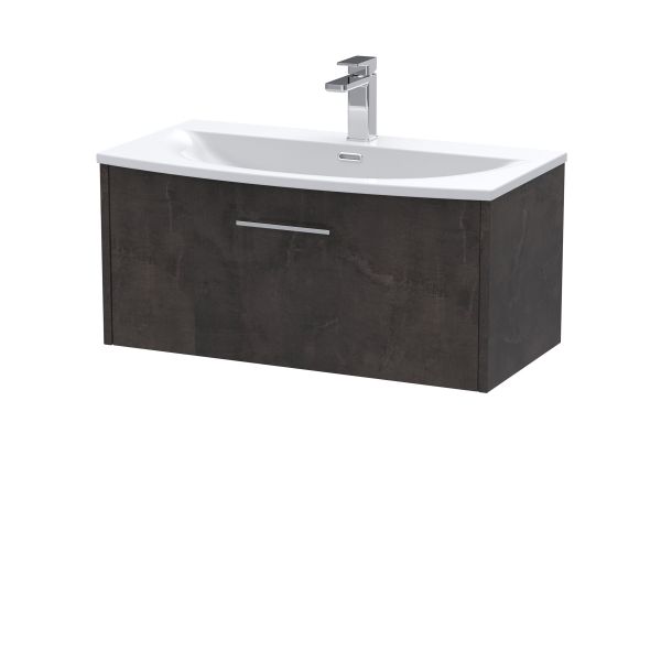 800mm Wall Hung 1 Drawer Vanity & Basin 4 - Hudson Reed JNU2625G Brown, Brown colour ,image 1