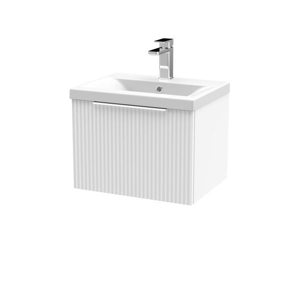 500mm Wall Hung Single Drawer Vanity & Basin 1 - Hudson Reed DFF191A White, White colour ,image 1